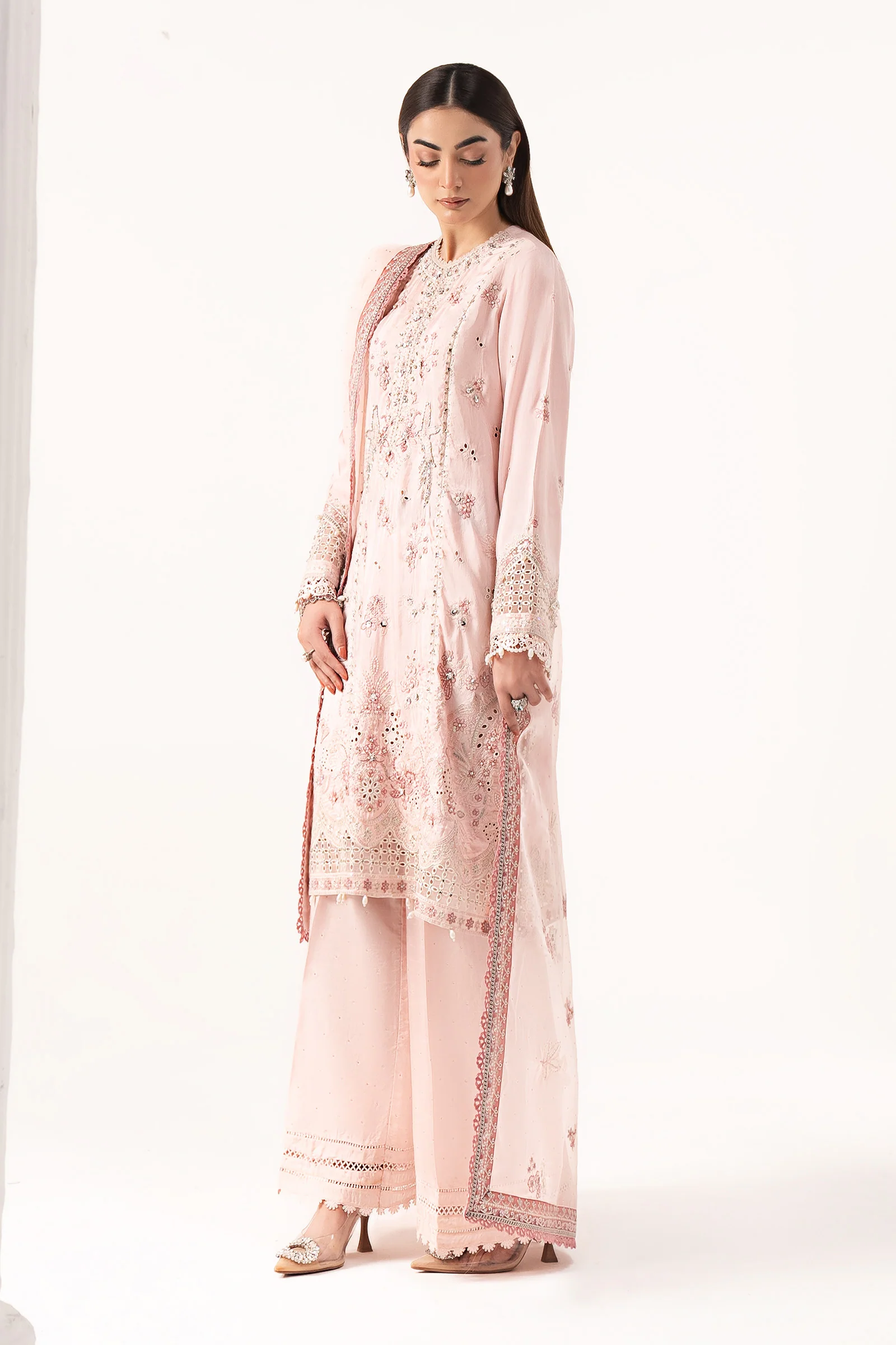 3 Piece Embroidered Raw Silk Suit - Image 7