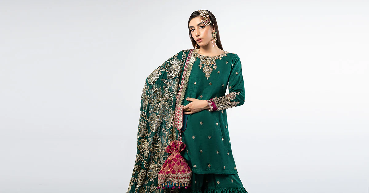 3 Piece Embroidered Raw Silk Suit - Image 7