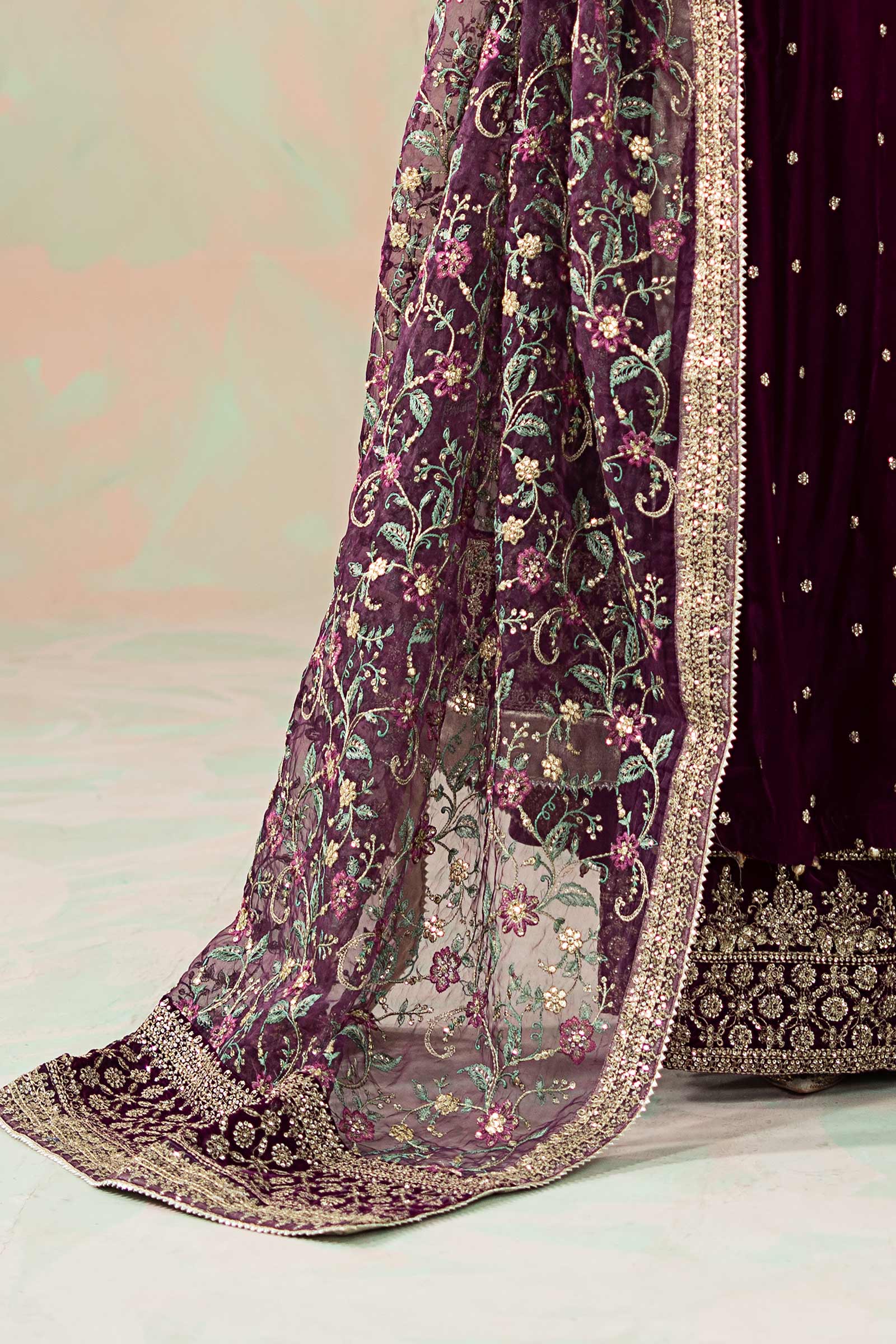 3 Piece Embroidered Velvet Suit - Image 5