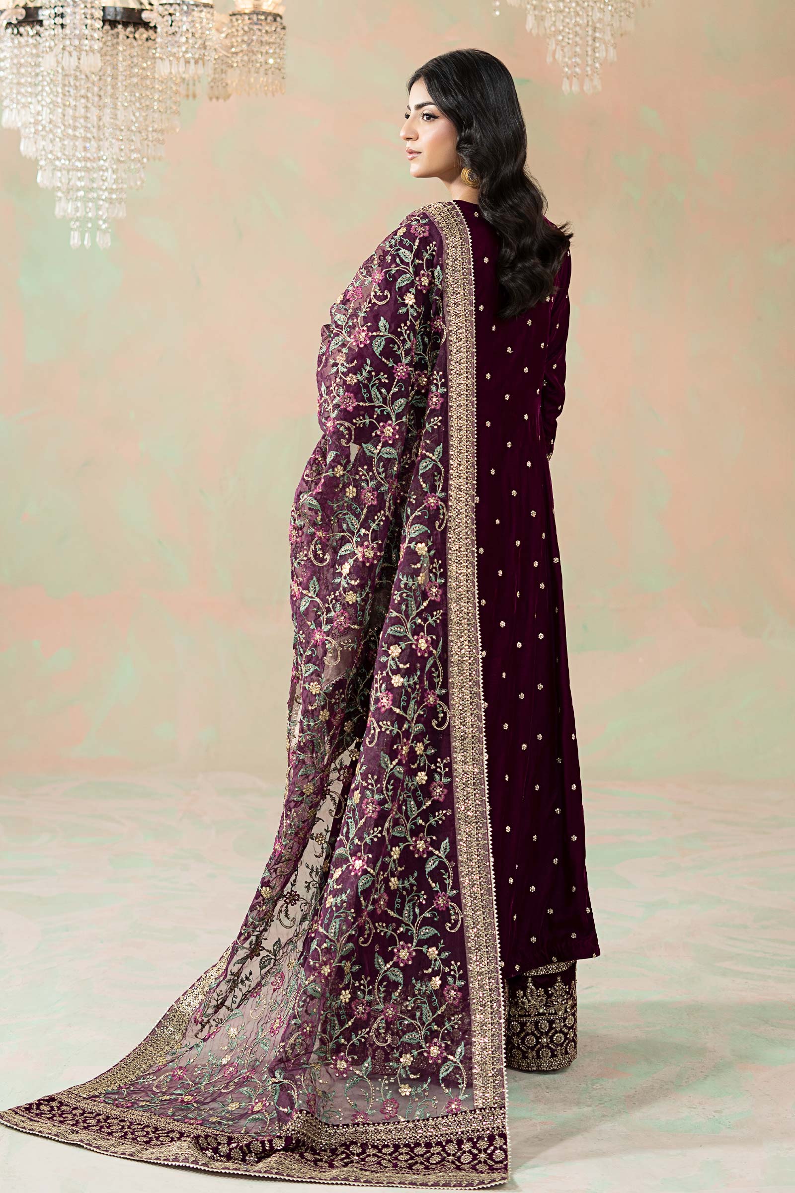 3 Piece Embroidered Velvet Suit - Image 8