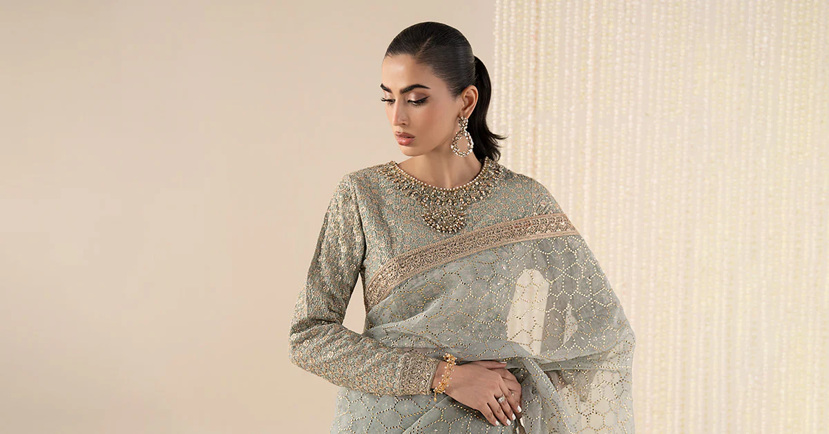 3 Piece Embroidered Raw Silk Suit - Image 8