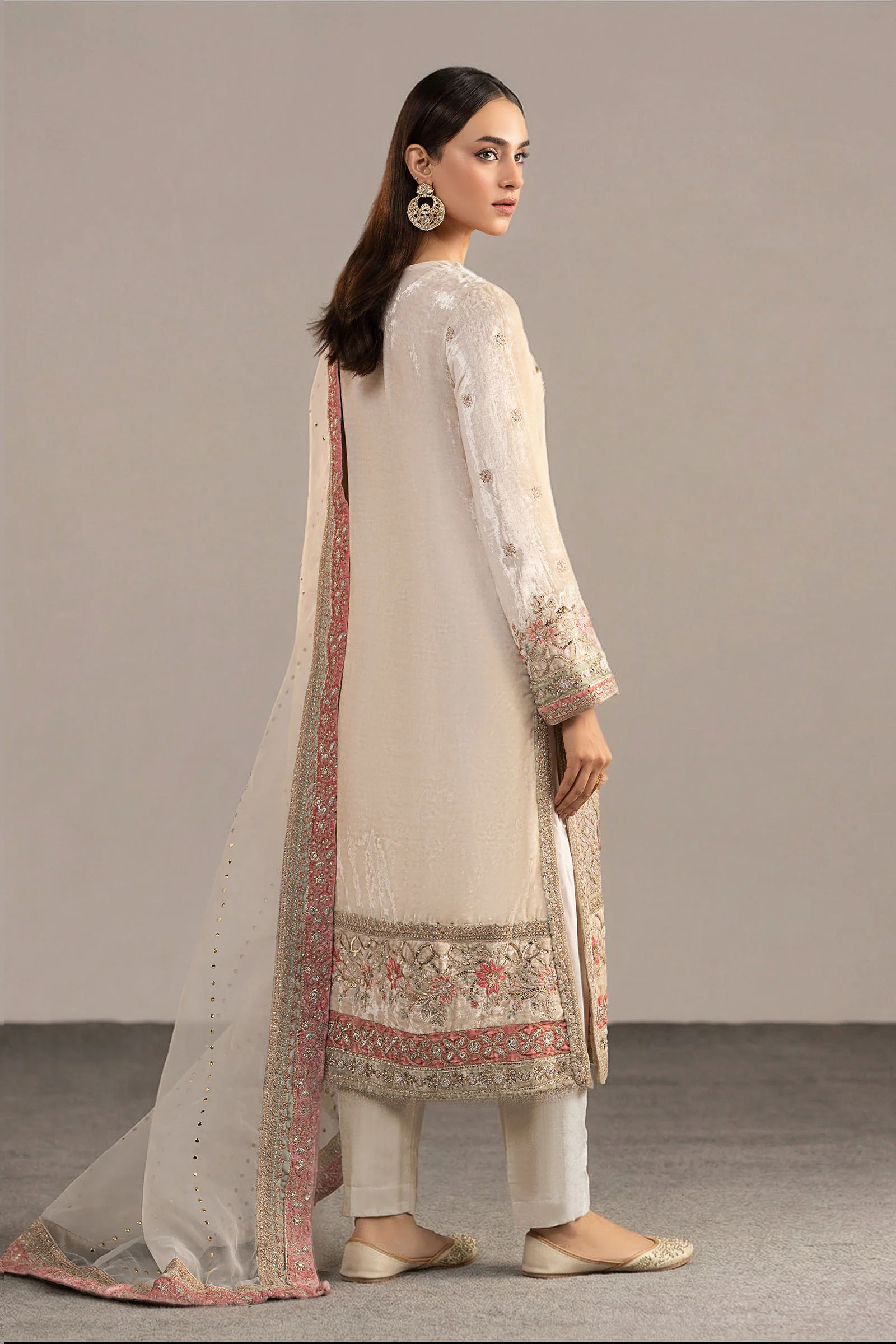 3 Piece Embroidered Velvet Suit - Image 6