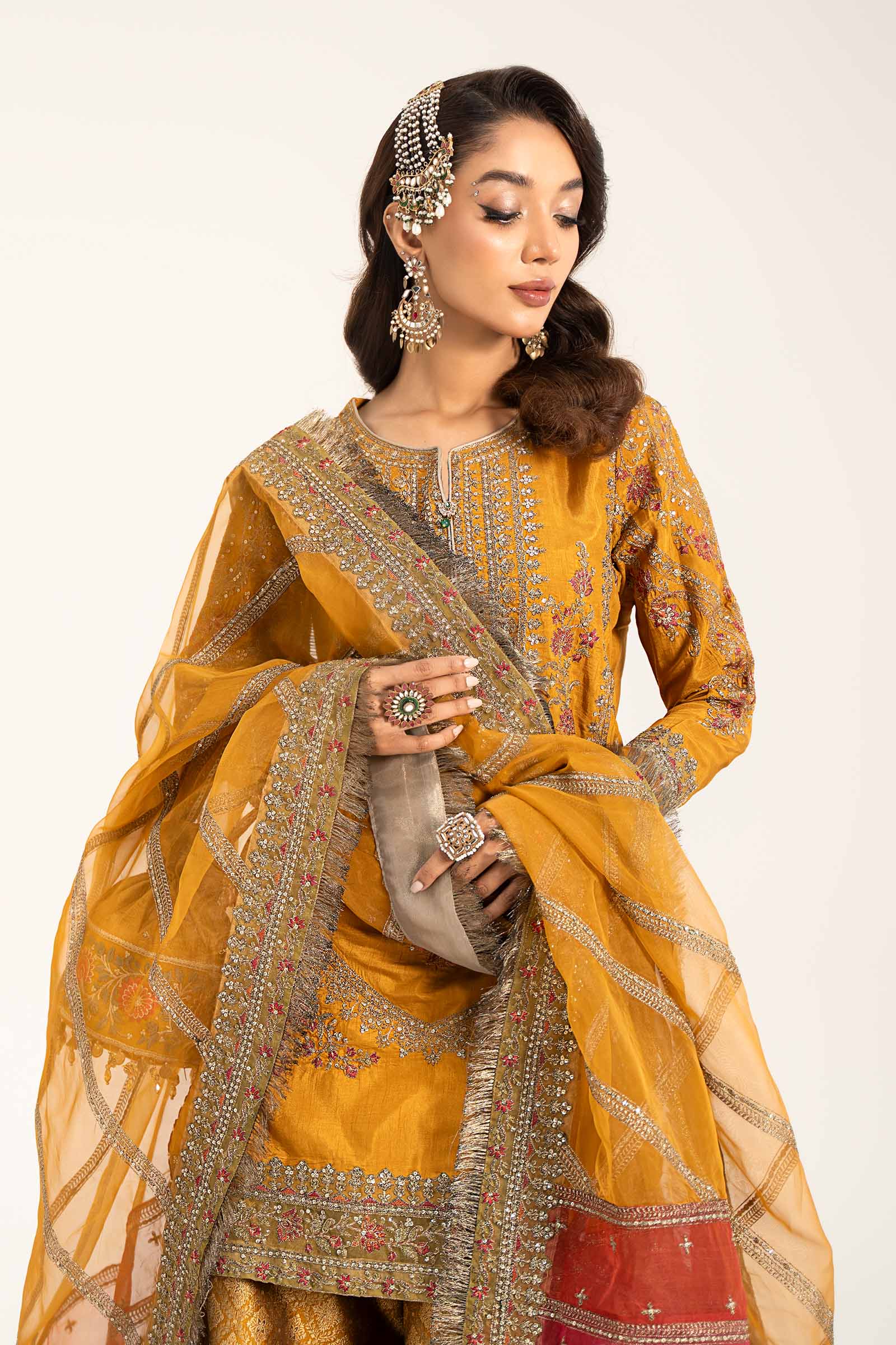 3 Piece Embroidered Raw Silk Suit - Image 2