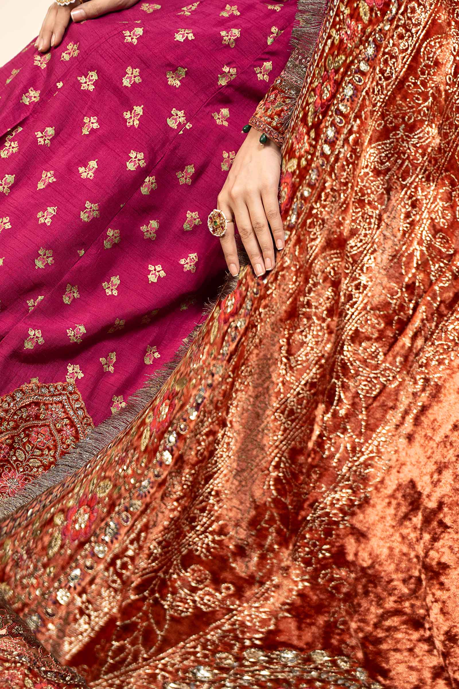 3 Piece Embroidered Raw Silk Suit - Image 4