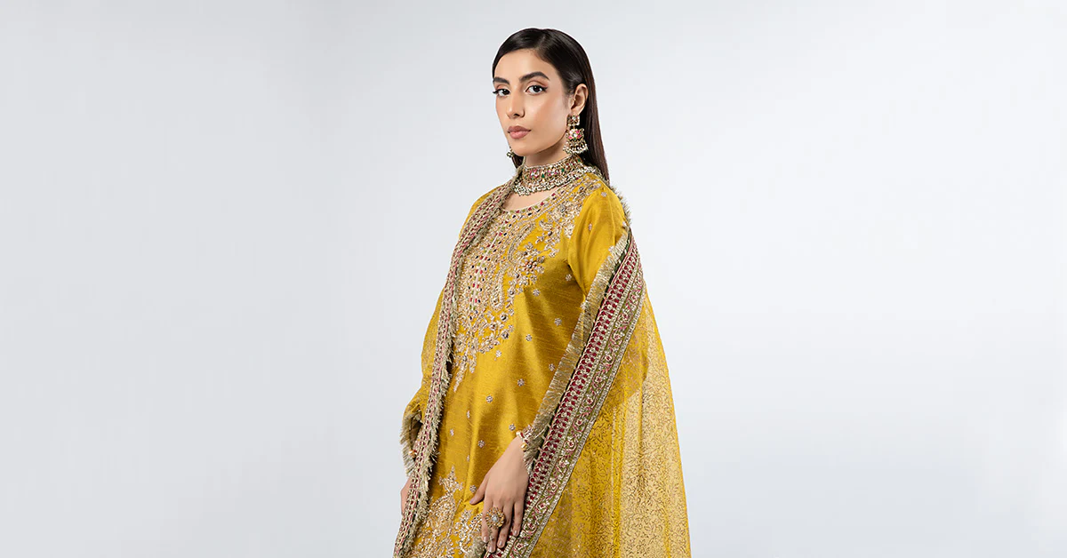 3 Piece Embroidered Raw Silk Suit - Image 7