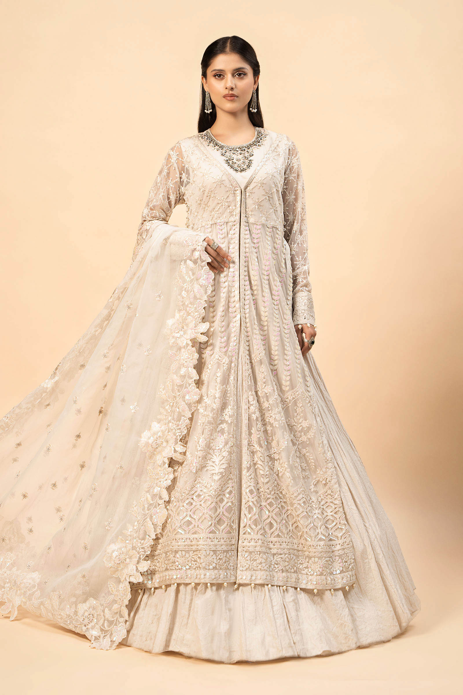 3 Piece Embroidered Net Suit