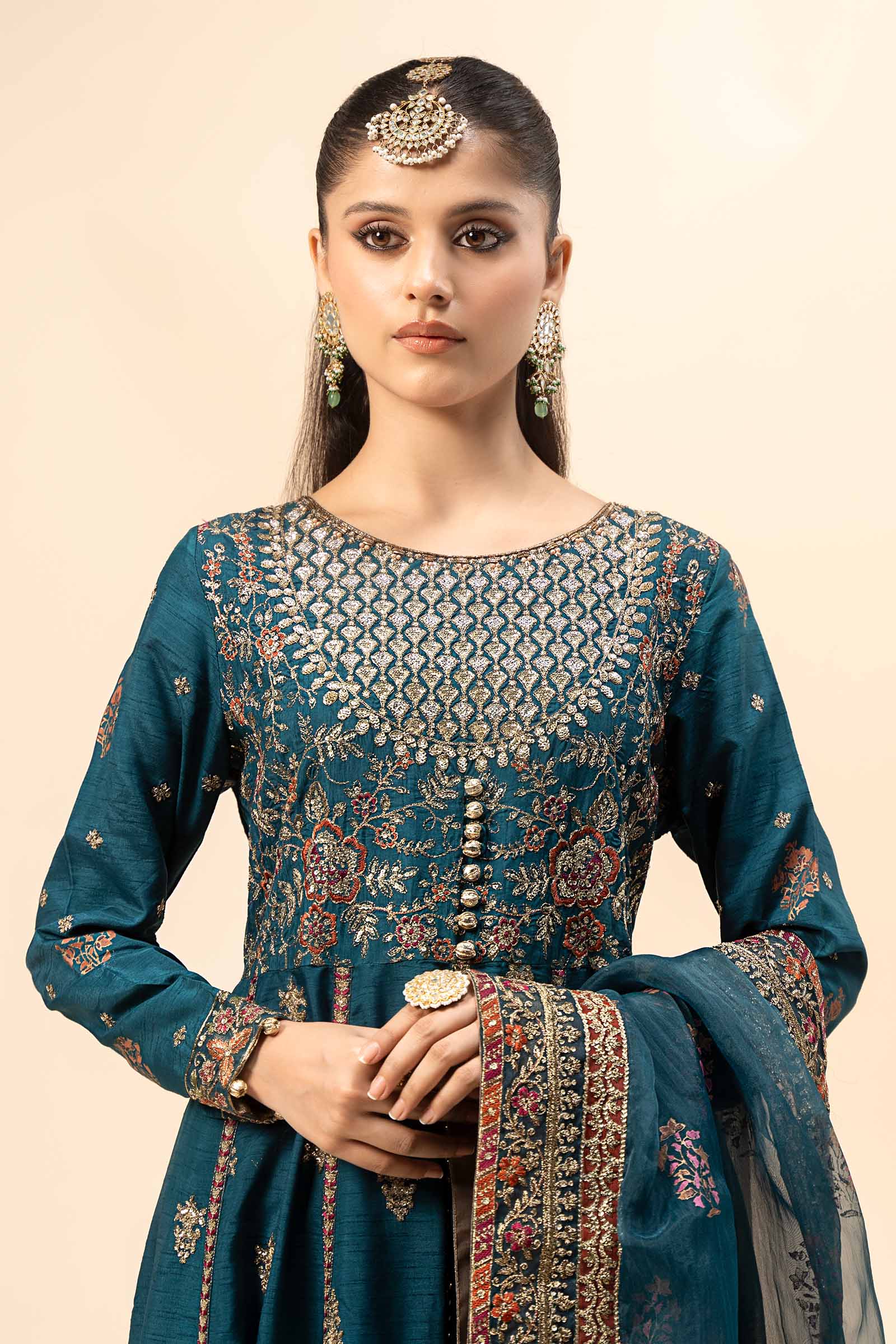 3 Piece Embroidered Raw Silk Suit - Image 2