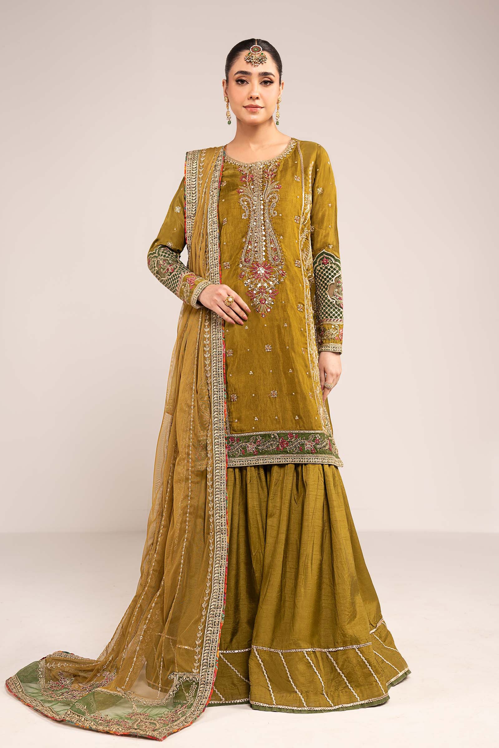 3 Piece Embroidered Raw Silk Suit - Image 2
