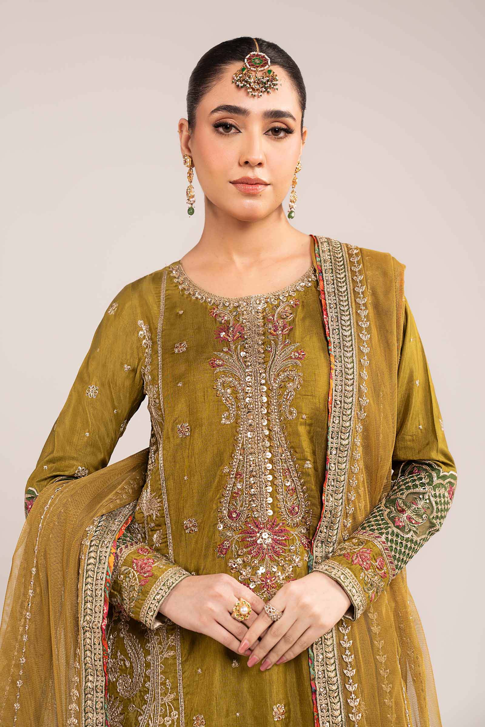 3 Piece Embroidered Raw Silk Suit - Image 3