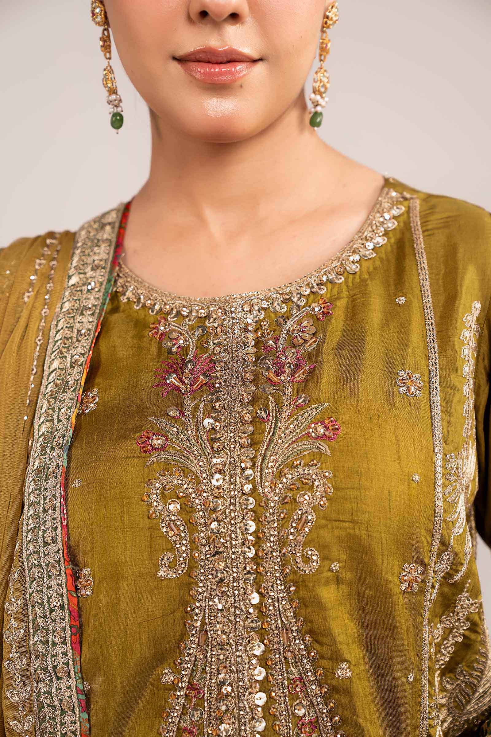 3 Piece Embroidered Raw Silk Suit - Image 5