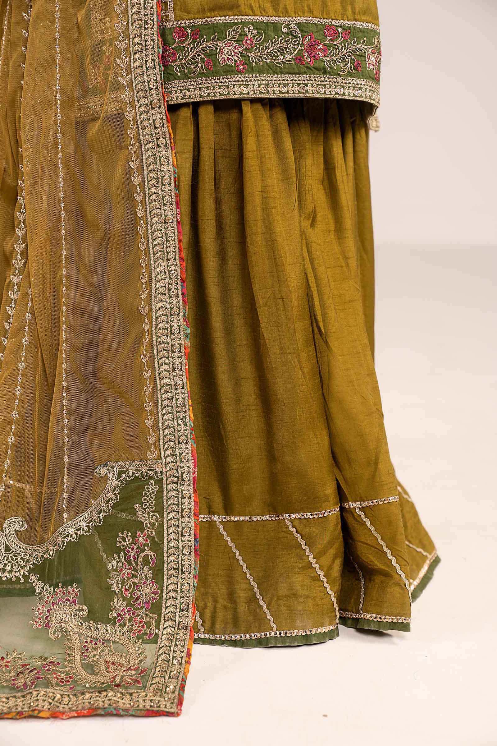 3 Piece Embroidered Raw Silk Suit - Image 6