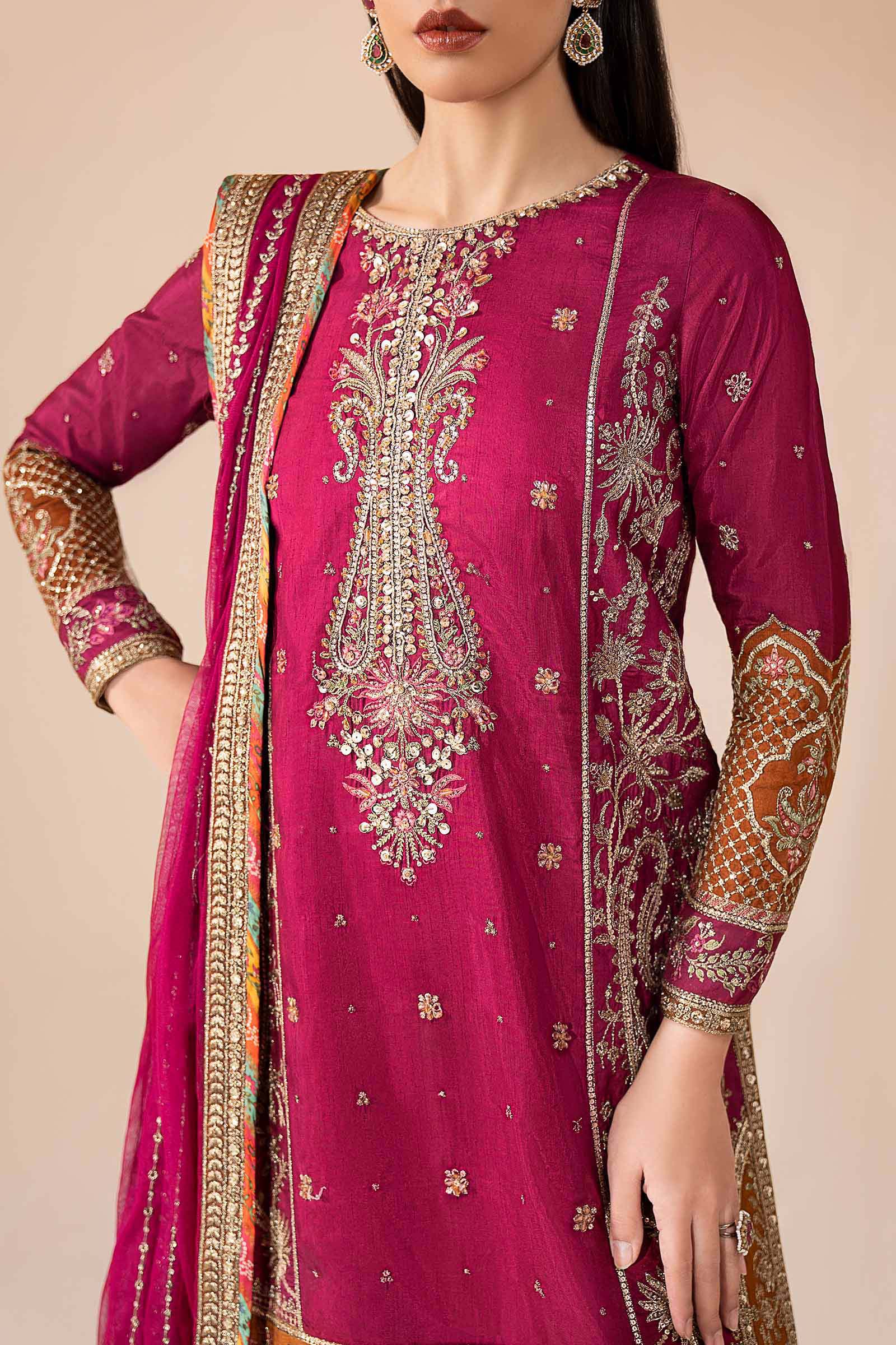 3 Piece Embroidered Raw Silk Suit - Image 12