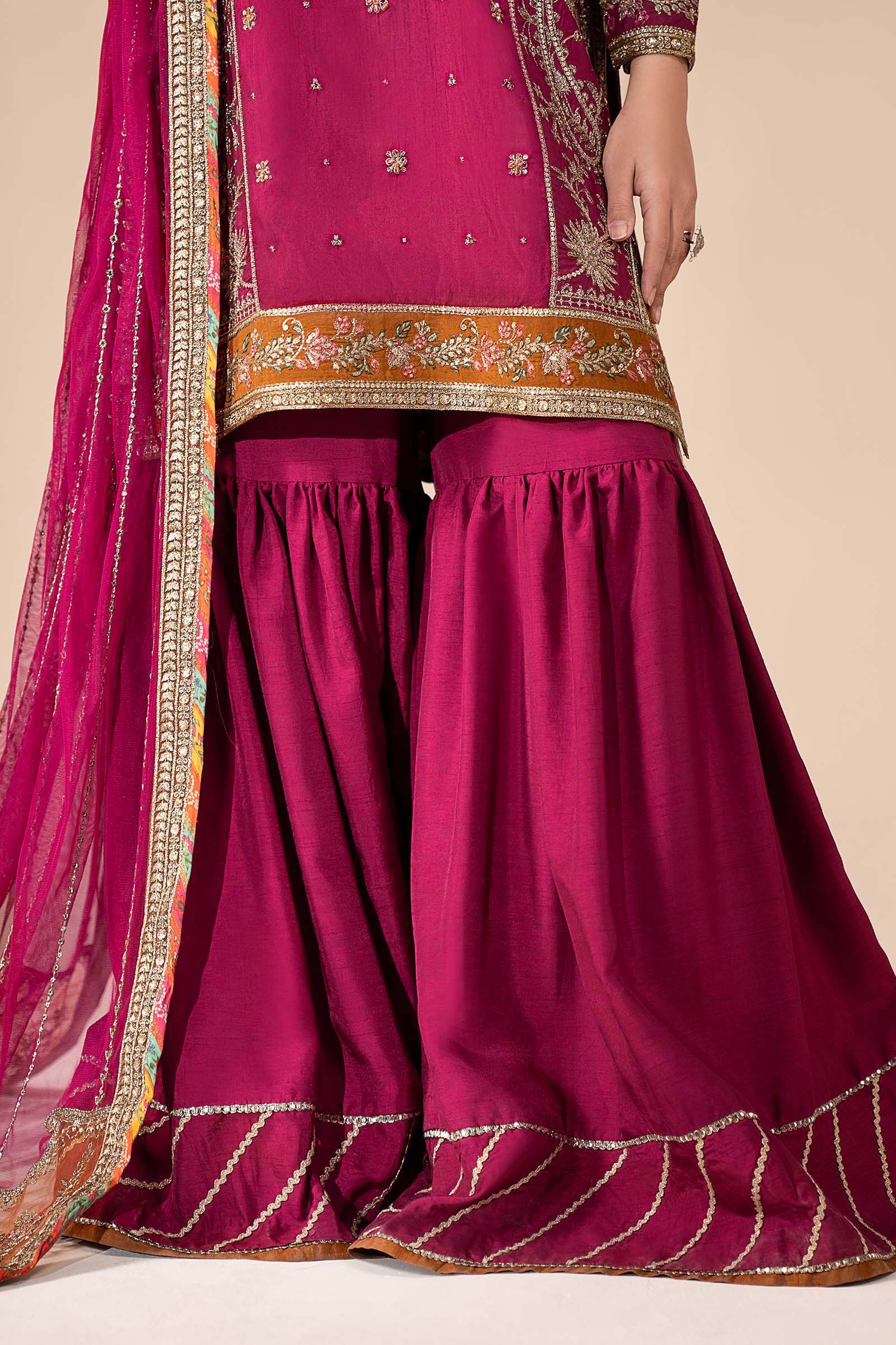 3 Piece Embroidered Raw Silk Suit - Image 14