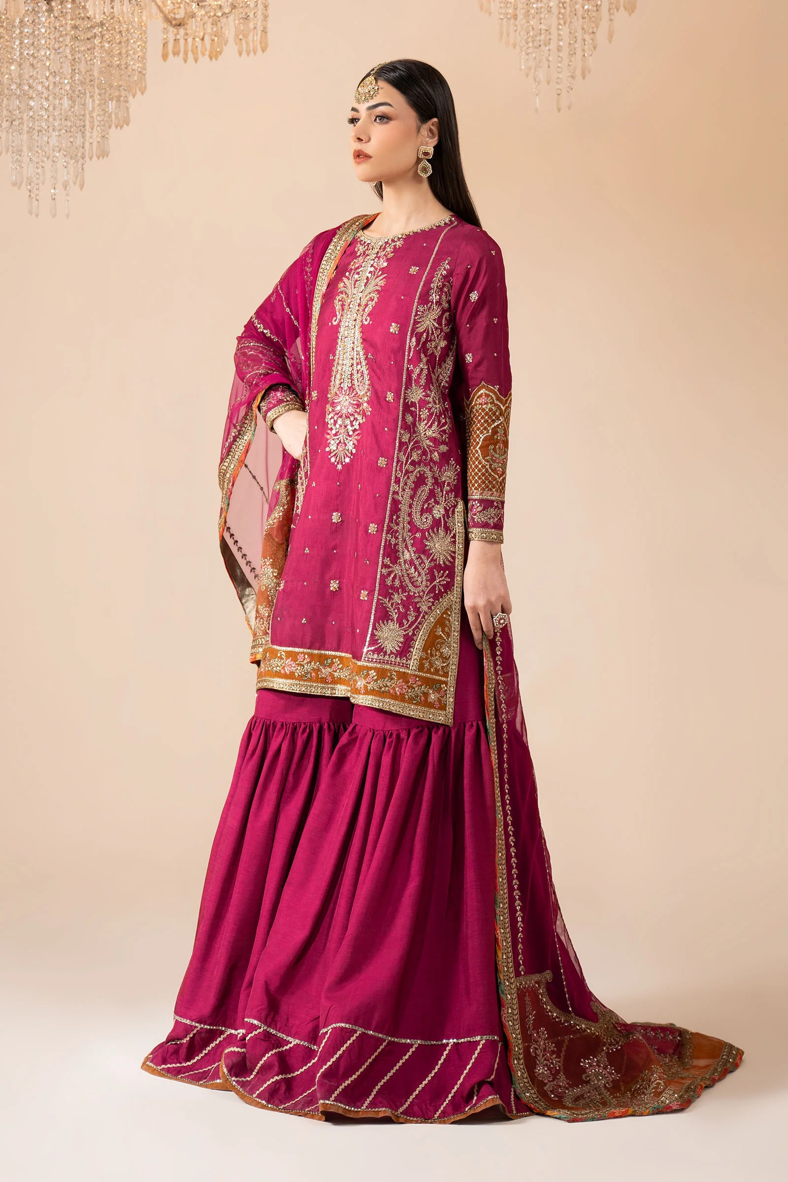 3 Piece Embroidered Raw Silk Suit - Image 16