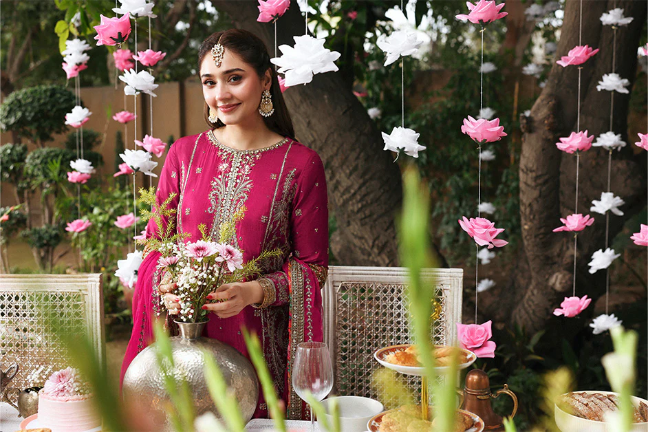 3 Piece Embroidered Raw Silk Suit - Image 19