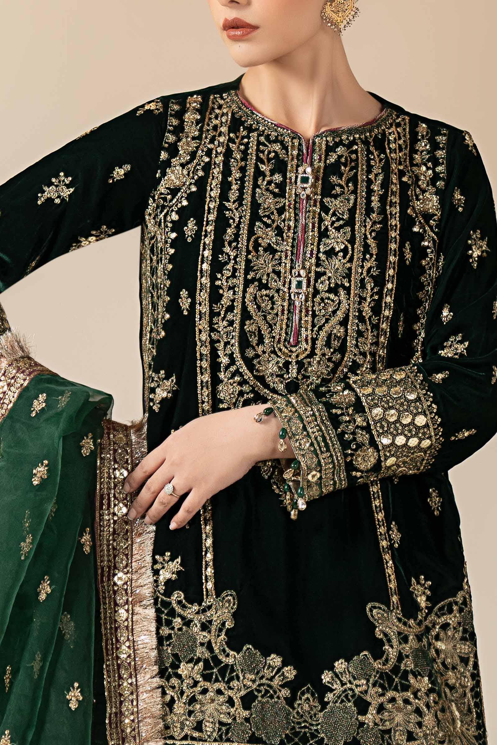 3 Piece Embroidered Velvet Suit - Image 3