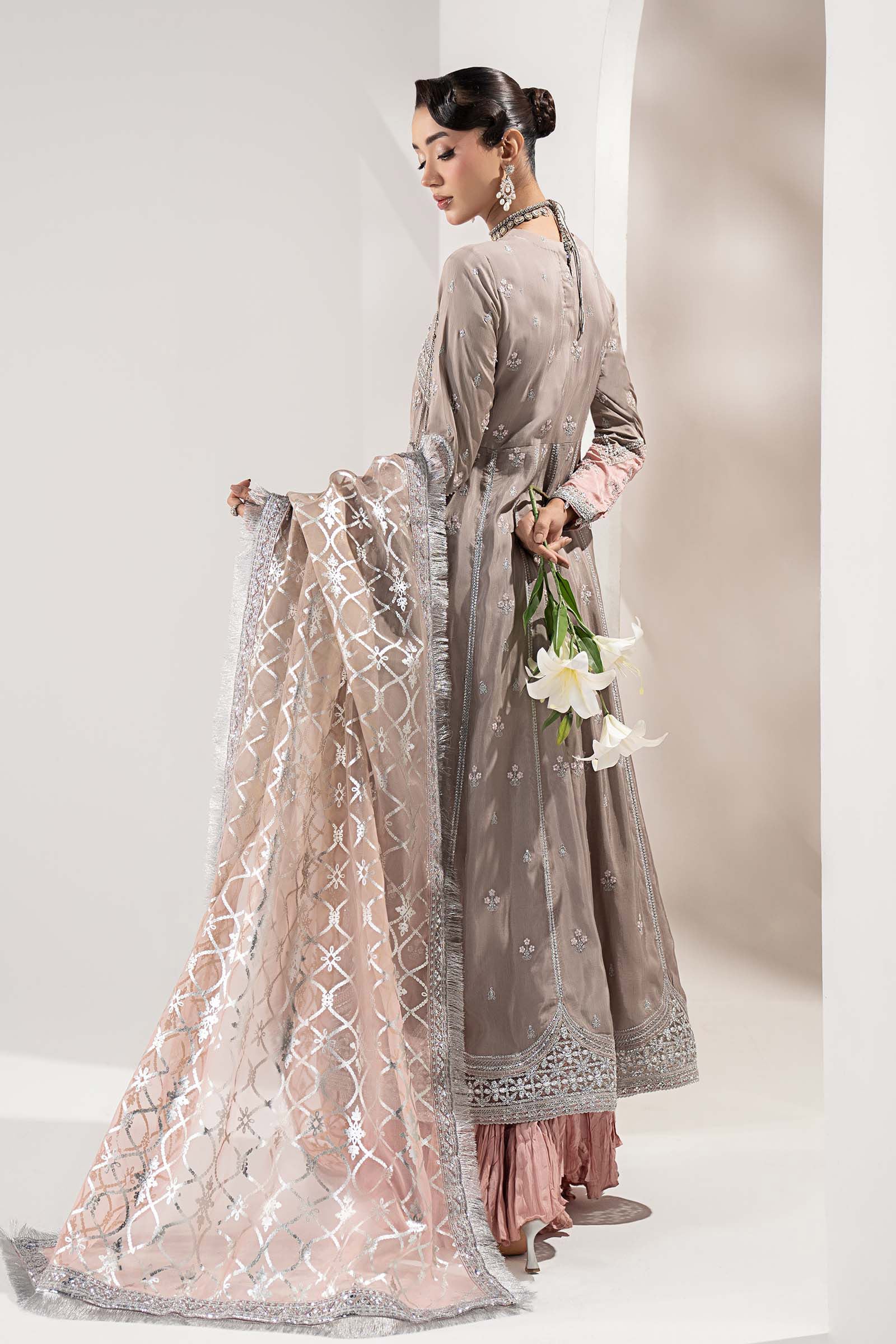 3 Piece Embroidered Raw Silk Suit - Image 8