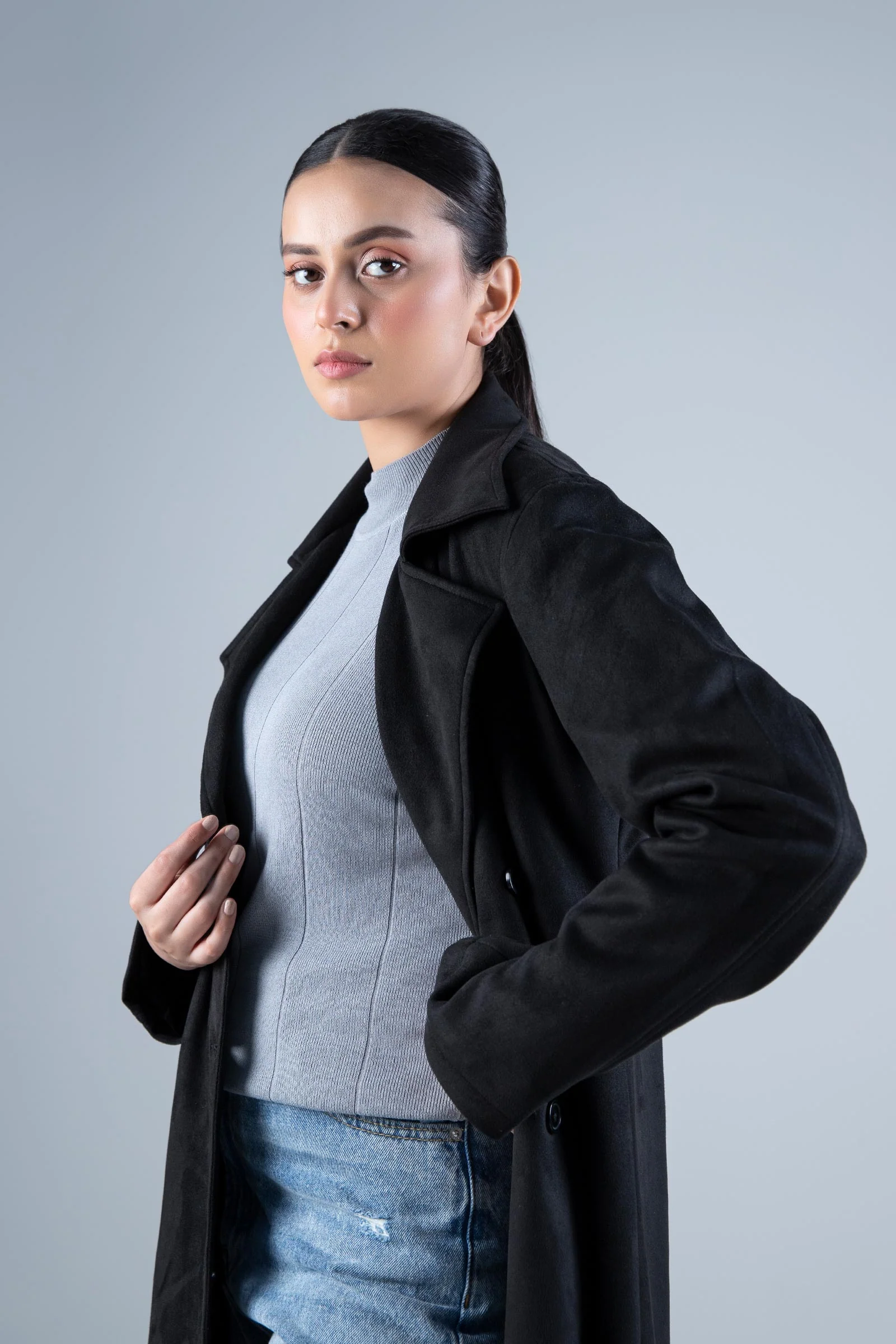 Suede Double Breasted Coat - Image 2