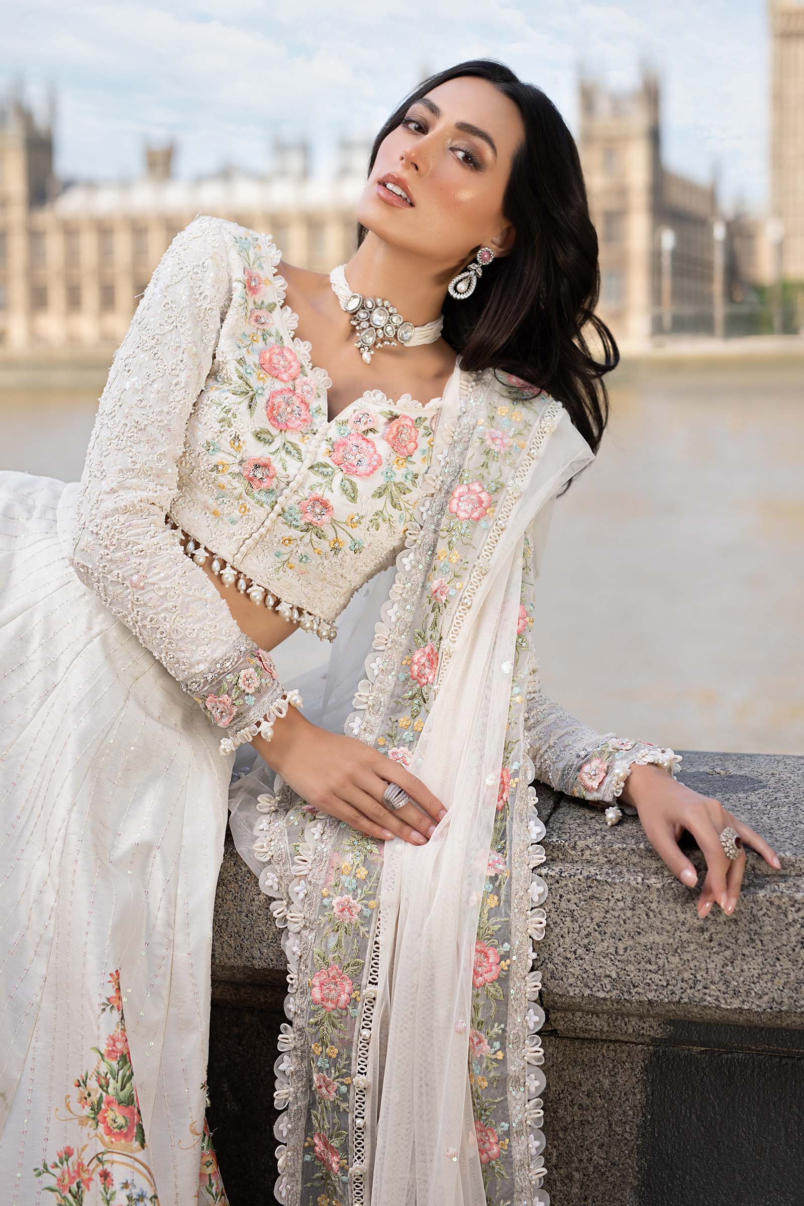 3 Piece Unstitched Embroidered Raw Silk Suit - Image 3