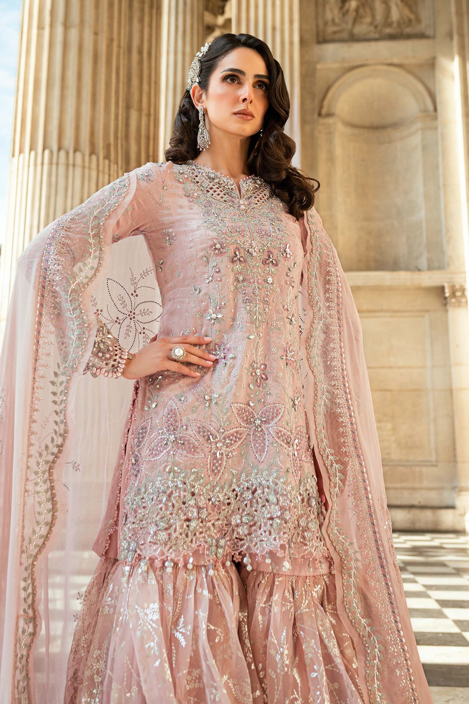 3 Piece Unstitched Embroidered Raw Silk Suit - Image 2