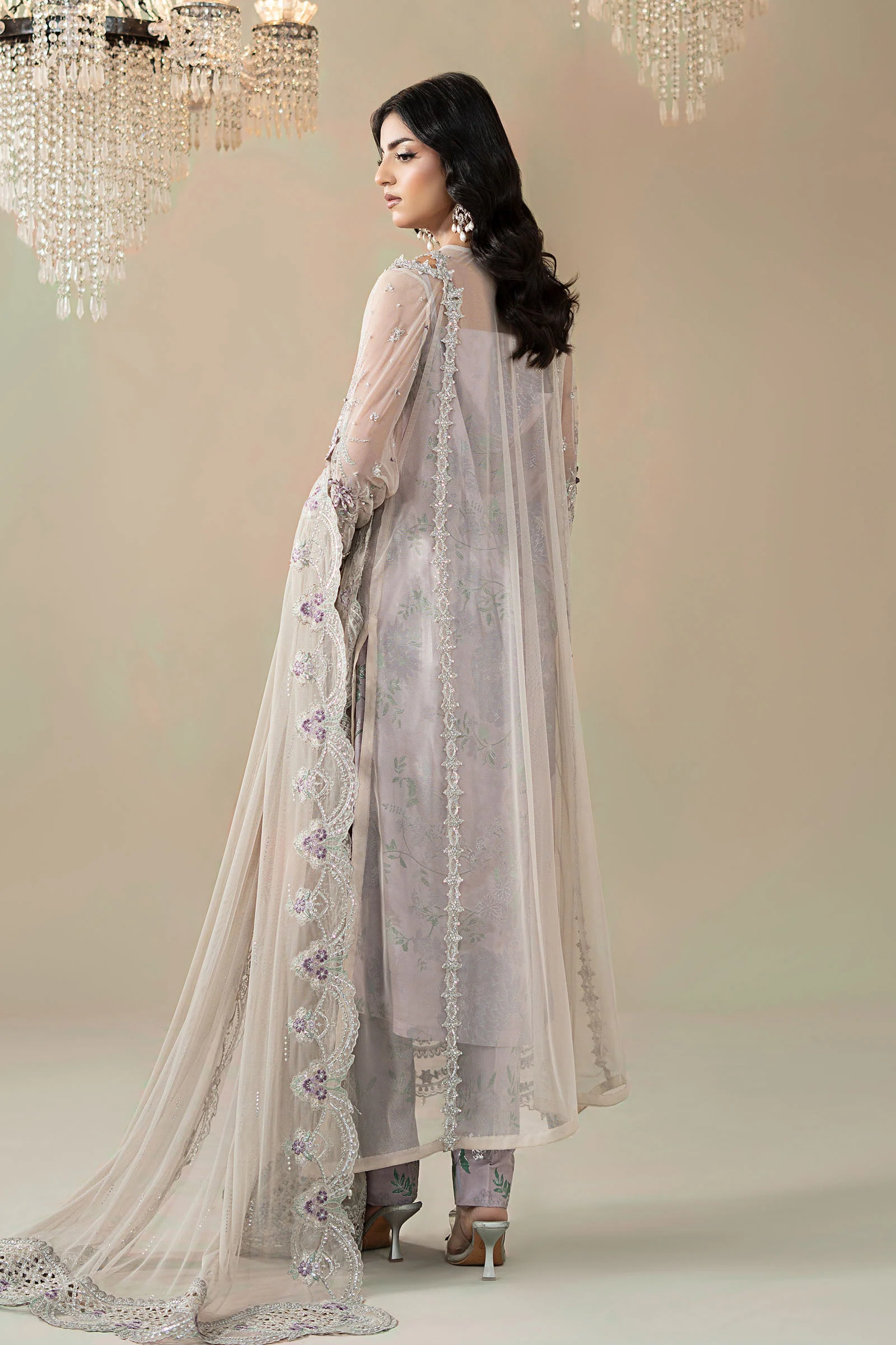 3 Piece Embroidered Net Suit - Image 8
