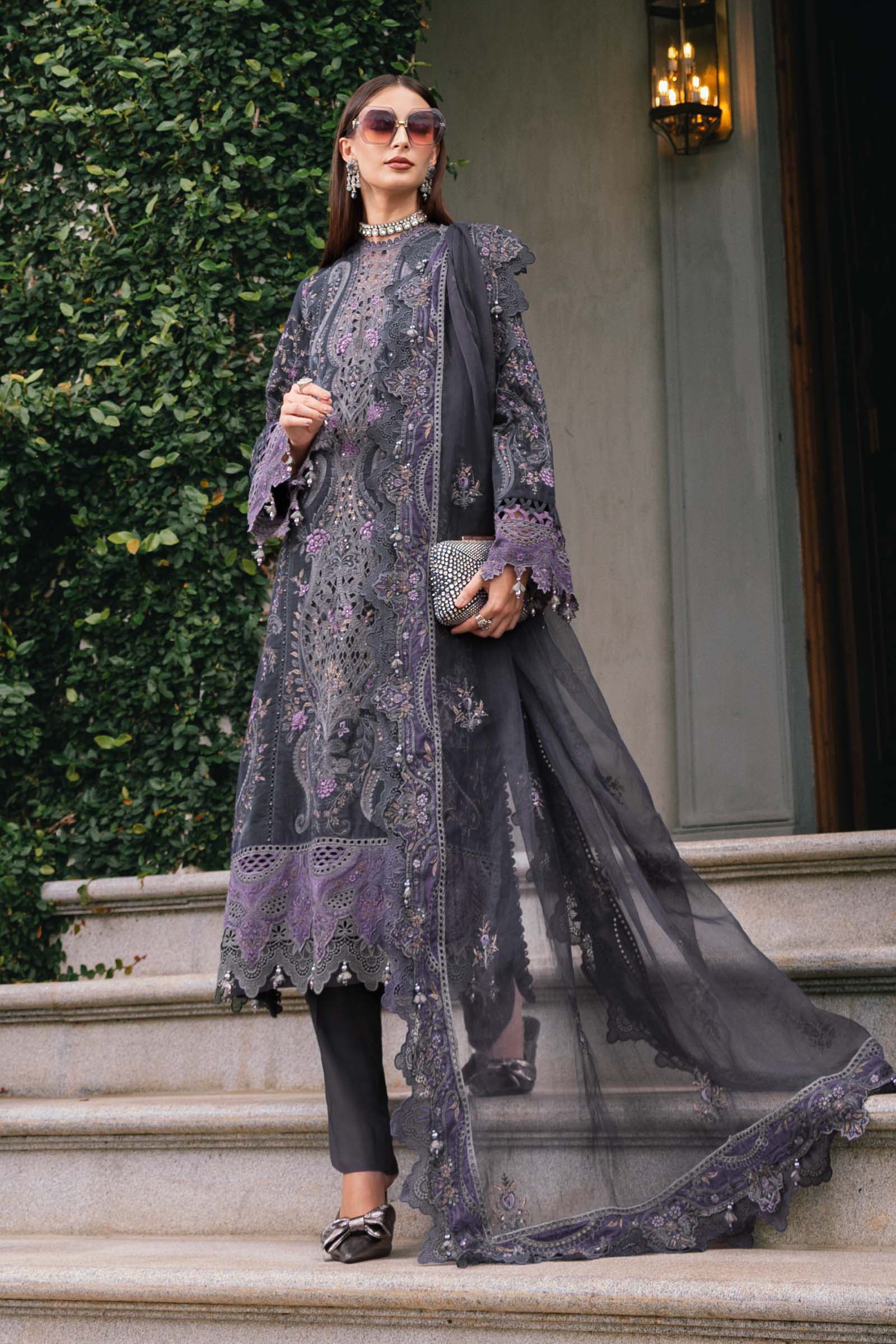 3 Piece Unstitched Embroidered Velvet Suit - Image 7