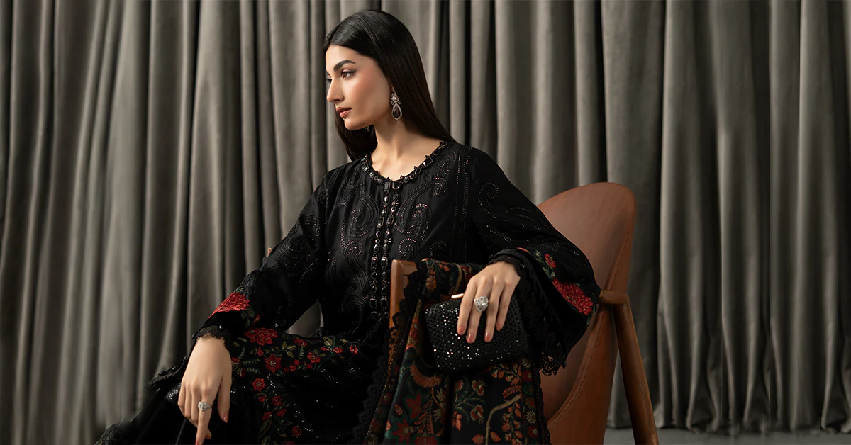 3 Piece Embroidered Linen Suit - Image 9